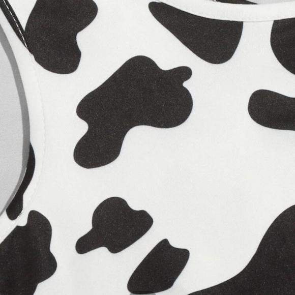 Shein cow print  1 shoulder crop top sexy animal print casual night out - Picture 6 of 9